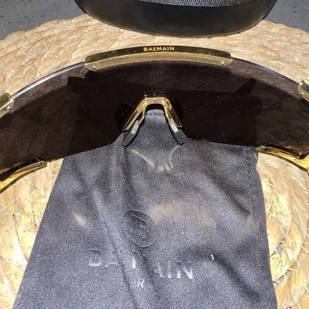 Balmain Unisex Fleche Sunglasses Gold Black ABPS138 New